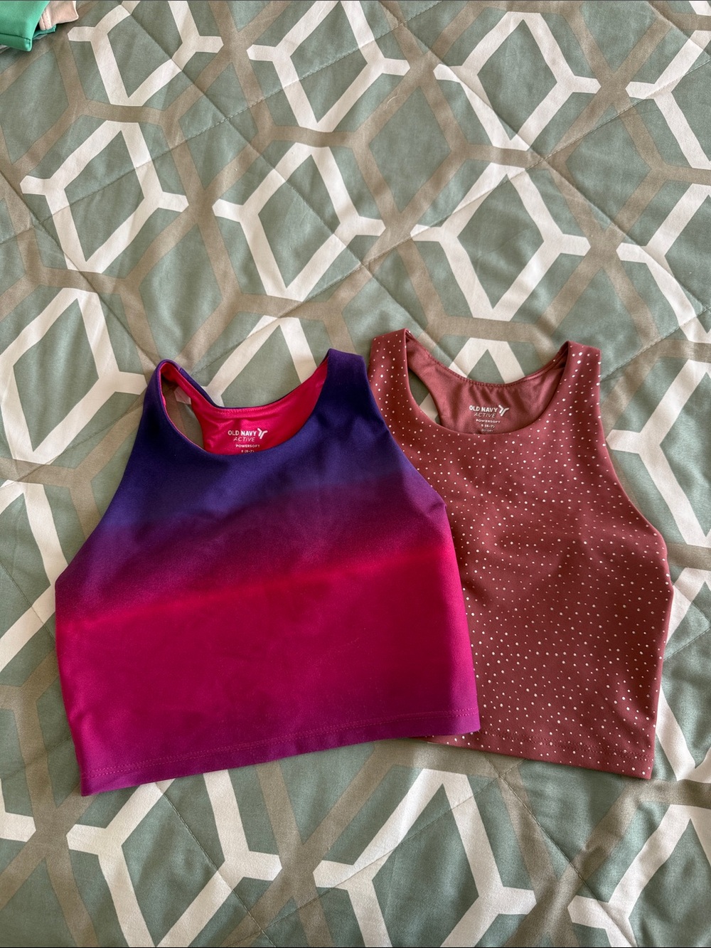 Lot of 2 Old Navy Girls' Pink Gradient & Maroon Metallic Dot Tank Tops Size 6-7